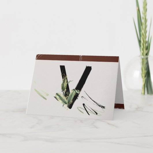Rainforest Embellish Painted Letter V Monogram Kaart (Voorkant)