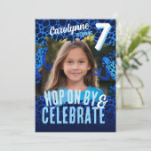 Rainforest Frog 7th Birthday Photo Invitation - Bl (Debout devant)