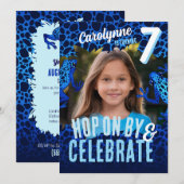 Rainforest Frog 7th Birthday Photo Invitation - Bl (Devant / Derrière)