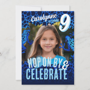 Rainforest Frog 9th Birthday Photo Invitation - Bl