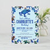 Rainforest Frog Motif Invitation d'anniversaire (Debout devant)