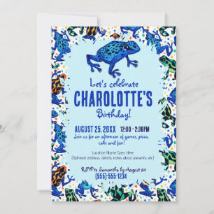 Rainforest Frog Motif Invitation d'anniversaire
