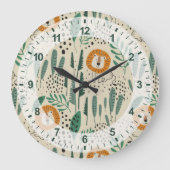 Rainforest Patroon Cute Doodle Oerwoud Grote Klok (Voorkant)