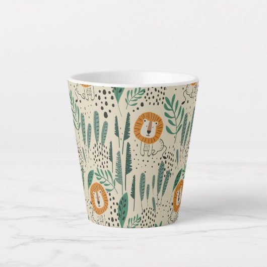 Rainforest Patroon Cute Doodle Oerwoud Latte Mok (Voorkant)