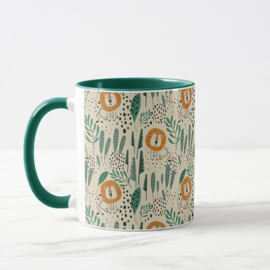 Rainforest Patroon Cute Doodle Oerwoud Mok (Links)