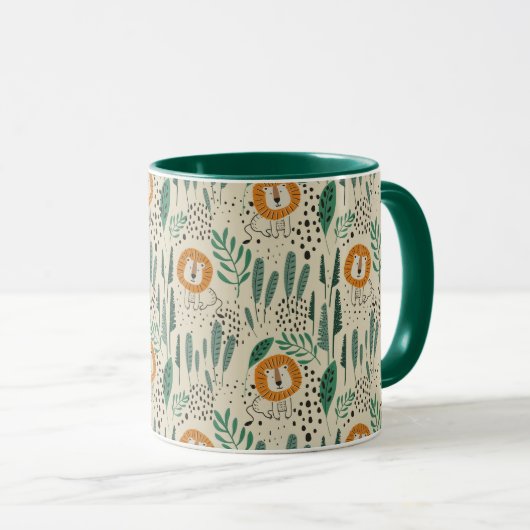 Rainforest Patroon Cute Doodle Oerwoud Mok (Voorkant rechts)