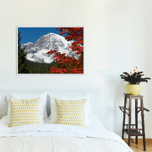 Rainier- en herfst-bladeren monteren foto afdruk