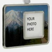Rainier uit de Sourdegh Ridge Trail Verzilverd Kader Ornament (Rechts)