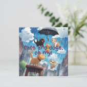 Raining Cats and Dogs Feestdagenkaart (Staand voorkant)