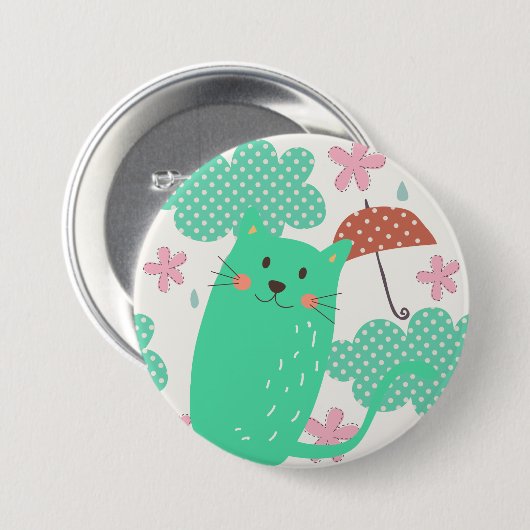 Raining Cats Ronde Button 7,6 Cm (Voorkant /achterkant)