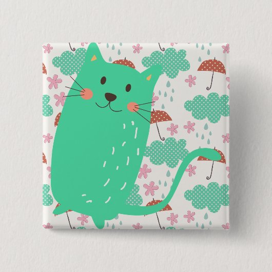 Raining Cats Vierkante Button 5,1 Cm (Voorkant)