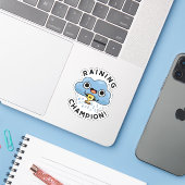 Raining Champ Funny Weather Rain Cloud Pun Sticker (Laptop met iPhone)
