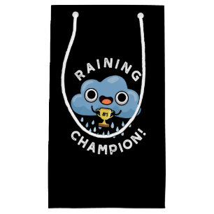 Raining Champ Grappig weer Regen Cloud Pun Dark BG Klein Cadeauzakje