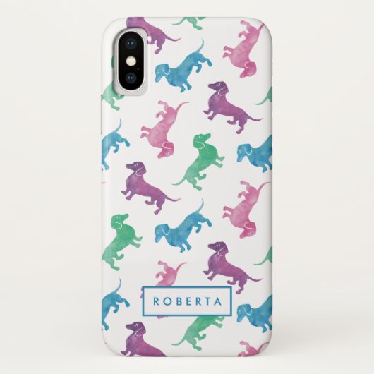 Raining Dachshunds pastel Waterverf Doxie Pattern Case-Mate iPhone Case (Achterkant)