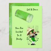 Raining Green Beer op Leprechaun Fun Uitnodigingen (Voorkant / Achterkant)