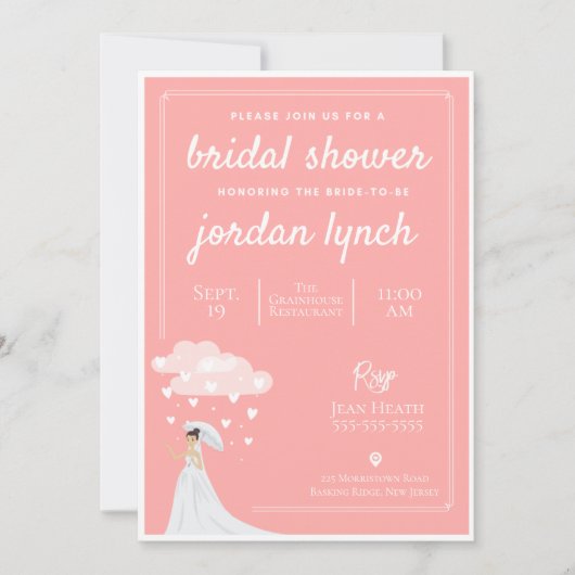 Raining Hearts Bridal Shower Uitnodiging (Voorkant)