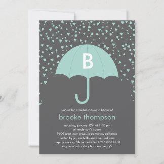 Raining Love Bridal Shower Invitation (blauw) Kaart