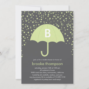 Raining Love Bridal Shower Invitation (groen) Kaart
