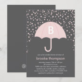 Raining Love Bridal Shower Invitation (roze) Kaart (Voorkant / Achterkant)