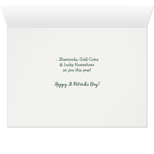 Raining Shamrocks Gnome St Patrick's Day Kaart (Binenzijde Horizontaal (Onderkant))