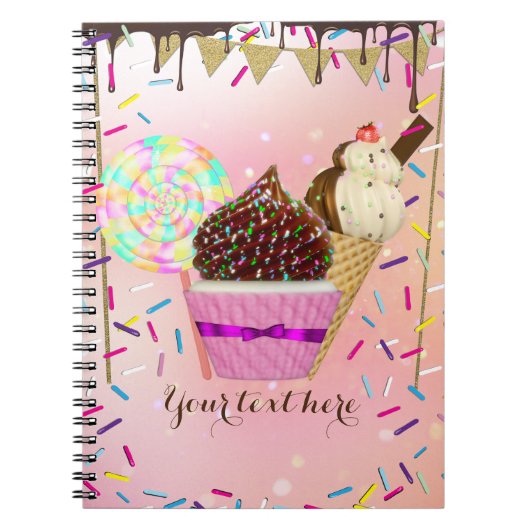 Raining Sprinkles Snoep Land Sweets Notitieboek (Voorkant)