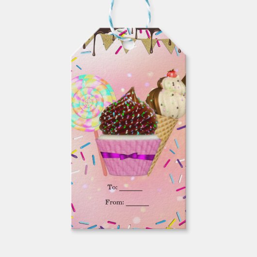 Raining Sprinkles Snoep Land Sweets Party Cadeaulabel (Voorkant)