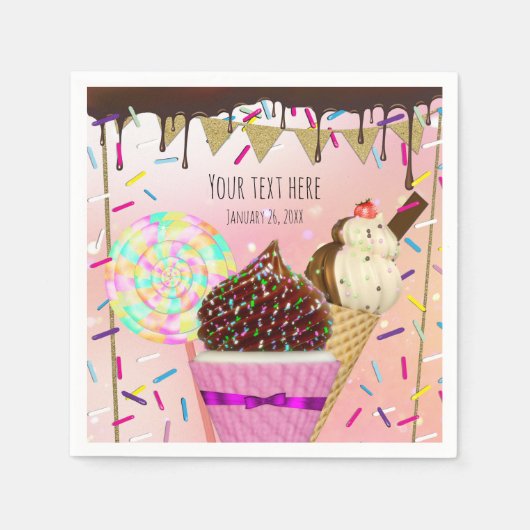 Raining Sprinkles Snoep Land Sweets Party Servet (Voorkant)