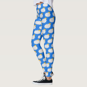 Raining Sunshine Clouds Patroon Design Blauw Leggings