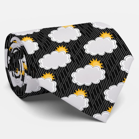 Raining Sunshine Clouds Patroon Design Zwart Stropdas