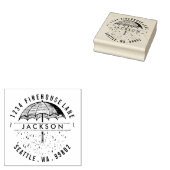 Raining Umbrella Return Address Stamp Rubberstempel (Gestempeld)