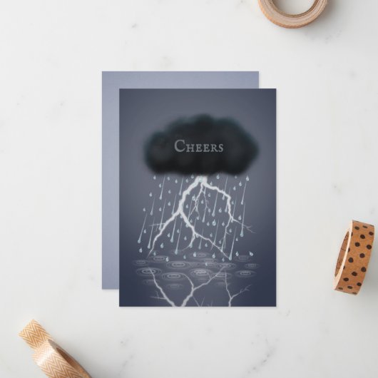 Rainstorm Thunder Cloud & Lightning Persoonlijk Notitiekaartje (Voorkant / Achterkant in situ)