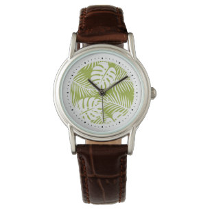 Rainwoud Patroon met groene palmen Horloge