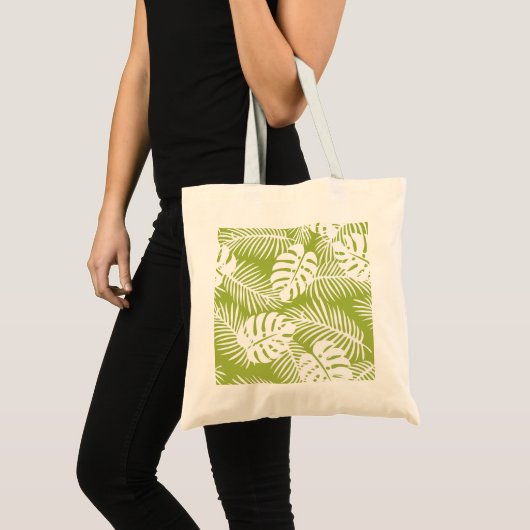 Rainwoud Patroon met groene palmen Tote Bag (Voorkant (product))