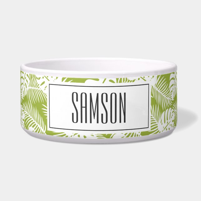 Rainwoud Patroon met groene palmen Voerbakje (Voorkant)