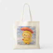 Rainy Alma Tote Bag | Cute Chick with Umbrella (Devant)