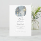 Rainy City Romance-Elegant bruiloft Jubileum Kaart (Staand voorkant)