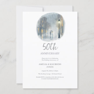 Rainy City Romance-Elegant bruiloft Jubileum Kaart