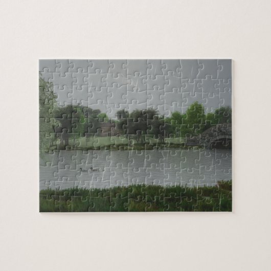 Rainy Day bij het meer van Jigzaag Puzzle Legpuzzel (Horizontaal)