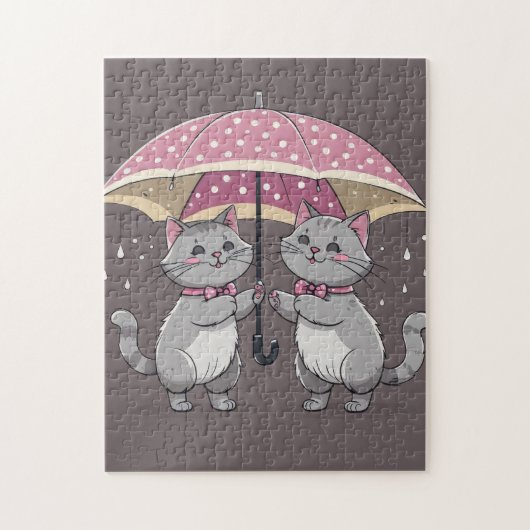 Rainy Day Cat Friends Legpuzzel (Verticaal)
