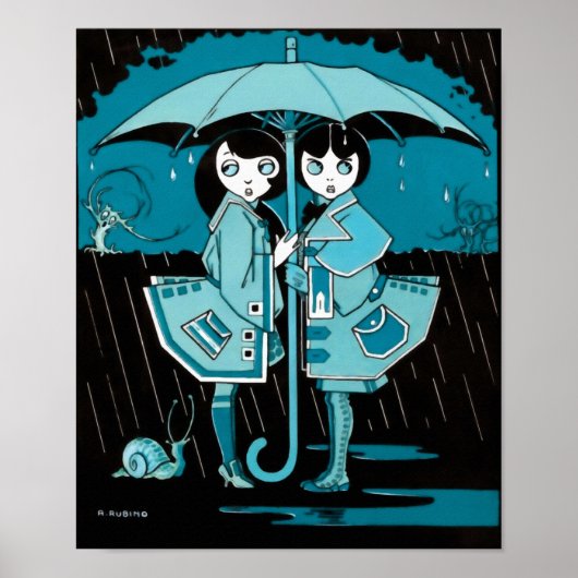 Rainy Day in Blue Poster (Voorkant)