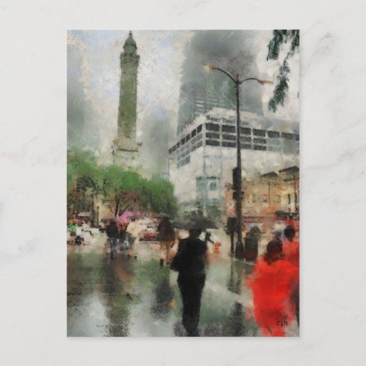 Rainy Day in Chicago Briefkaart (Voorkant)