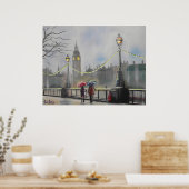 Rainy day in London koppel met paraplu Poster (Keuken)