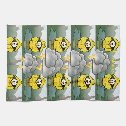 Rainy Day Penguin Thunder_Cove Theedoek (Horizontaal)