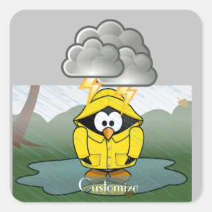 Rainy Day Penguin Thunder_Cove Vierkante Sticker