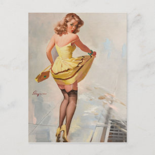 Rainy Day Pin-Up Girl Briefkaart