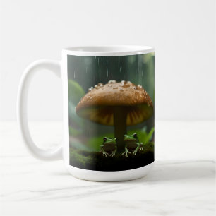 Rainy Day Refuge: Kikkers schuilen onder paddensto Koffiemok