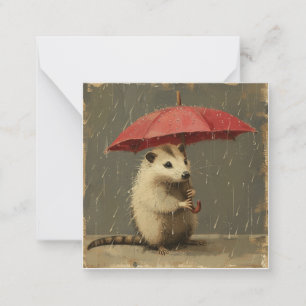Rainy Day Revelry: Tijdschrift met Speelse Opossum Notitiekaartje