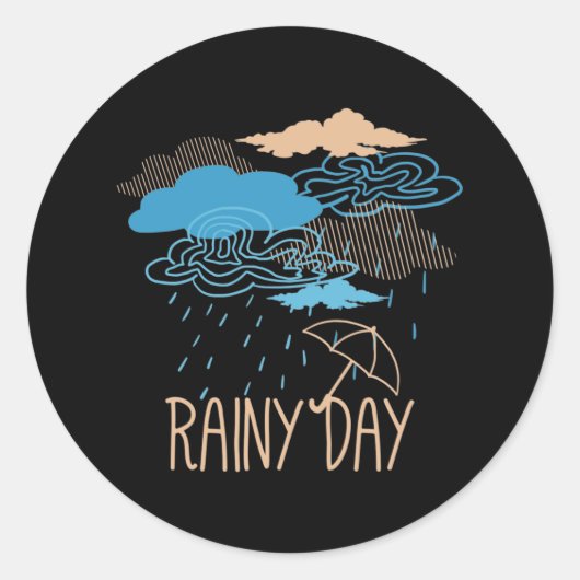 Rainy Day Ronde Sticker (Voorkant)