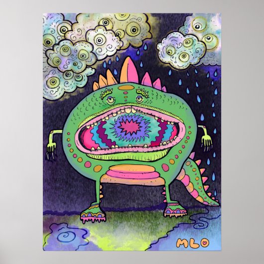 Rainy Day Sneakers Monster Poster (Voorkant)