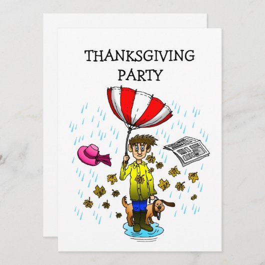 Rainy Day sur une invitation de Thanksgiving (Devant / Derrière)